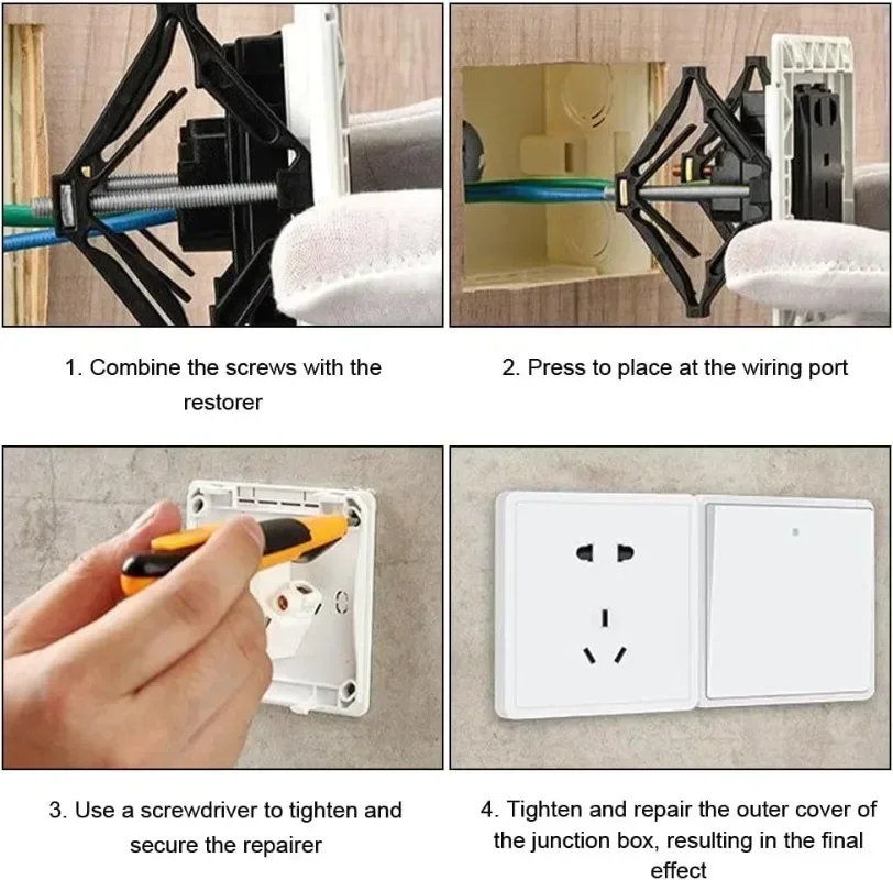 Wall switch socket repairer Electrical box repairer Wall socket repairer 1-50PCS 86Type Cassette Repairer Dark Box Repair Screw Plug Switch Fixed Support Rod Adjustment Socket Box Repair Electrical Set