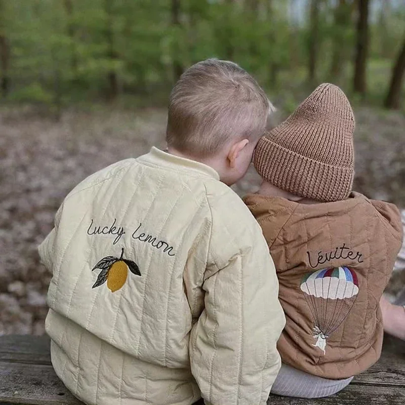 Kids Jackets Toddler Baby Boy Girl Jackets Winter Autumn Long Sleeve Embroidery Fleece Cotton Kids Coats Outerwear Children Clothing