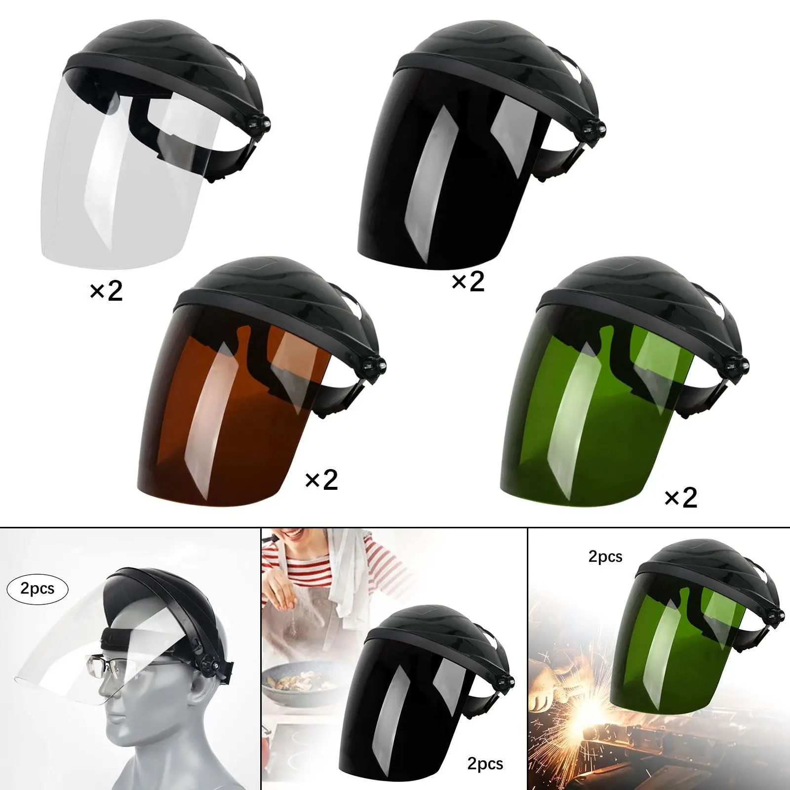 Welding Face Mask 2 Pieces Welding Face Protector Adjustable Heat Resistant Welding Helmet Splash-proof Anti Shocking Welder Mask for Arc