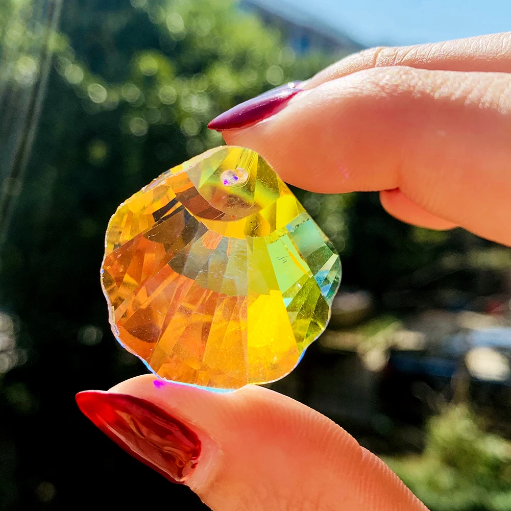 4PCS 27mm Aurora Shell Crystal Faceted Prism Hanging Accessories Sun Catcher Pendant Chandelier DIY Craft Home Decor