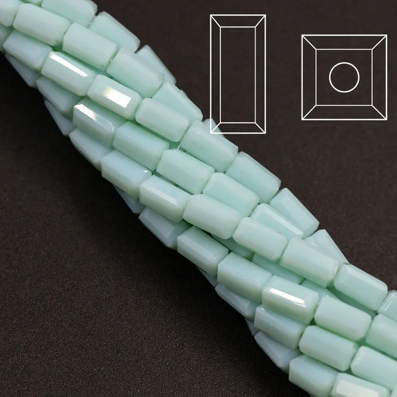 Ochoos Supply White AB Crystal Beads - 3x6mm Long Square Austria Crystal Beads For Jewelry Making (100pcs)