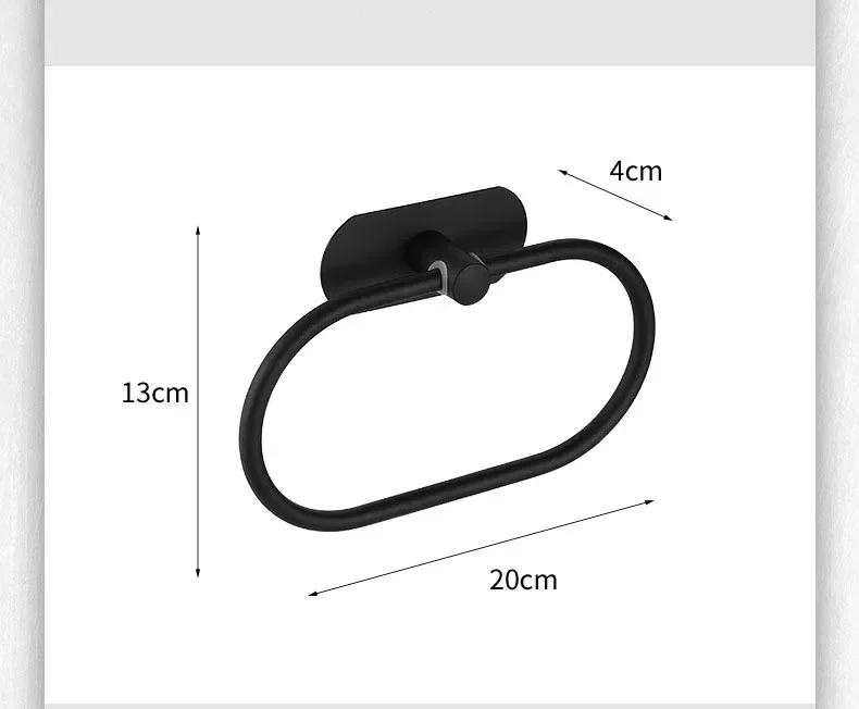 Description Picture 6 of itemAdhesive Black Towel Rings Bathroom Hardware Sets Accessories Toilet Paper Dispenser Holder Wall Coat Hooks Towel Bar Set