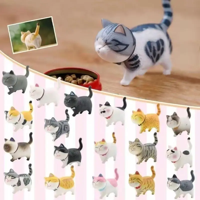 3 Pieces Mini PVC Animal Miniatures Japanese Bell Cat Doll Figures Home Decoration Crafts