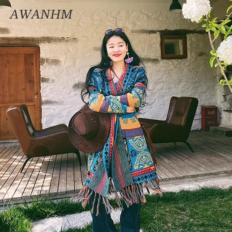 Travelling Poet Bohemian Autumn Winter Ethnic Style Knitted