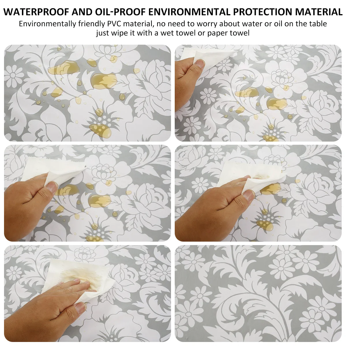 NLWQEKV Tovaglia rotonda impermeabile, campo di fiori e tovaglia in plastica stampata vista mare, tovaglia decorativa per esterni lavabile 60 pollici
