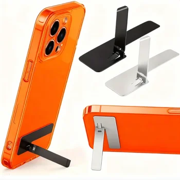 2pcs Ultra Thin Mini Phone Kickstand Universal Desktop Phone Holder Stand Metal Steel Folding Desk Bracket for iPhone/ Samsung