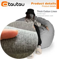 OTAUTAU Filled 70cm Bean Bag Sofa with Filler Big Cotton Linen Lazy BeanBag Bedroom Chair Puff Relax Lounge Couch DD002 5