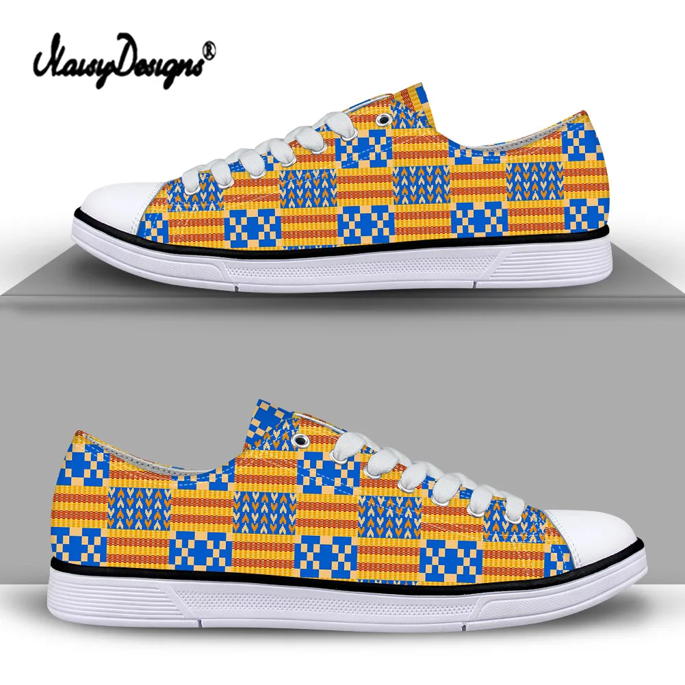 

Noisydesigns 2021 Casual Women Shoes Afro Kente Geometric Pattern High Quality Fashion Brands Designer Canvas Sneakers zapatos