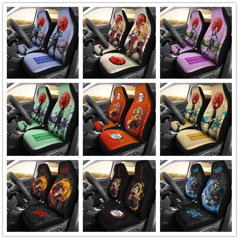

Demon Slayer Anime Rengoku Fire Breath Power Red Sun Car Seat Covers Gifts Idea,Pack of 2 Universal Front Seat Protective Cover