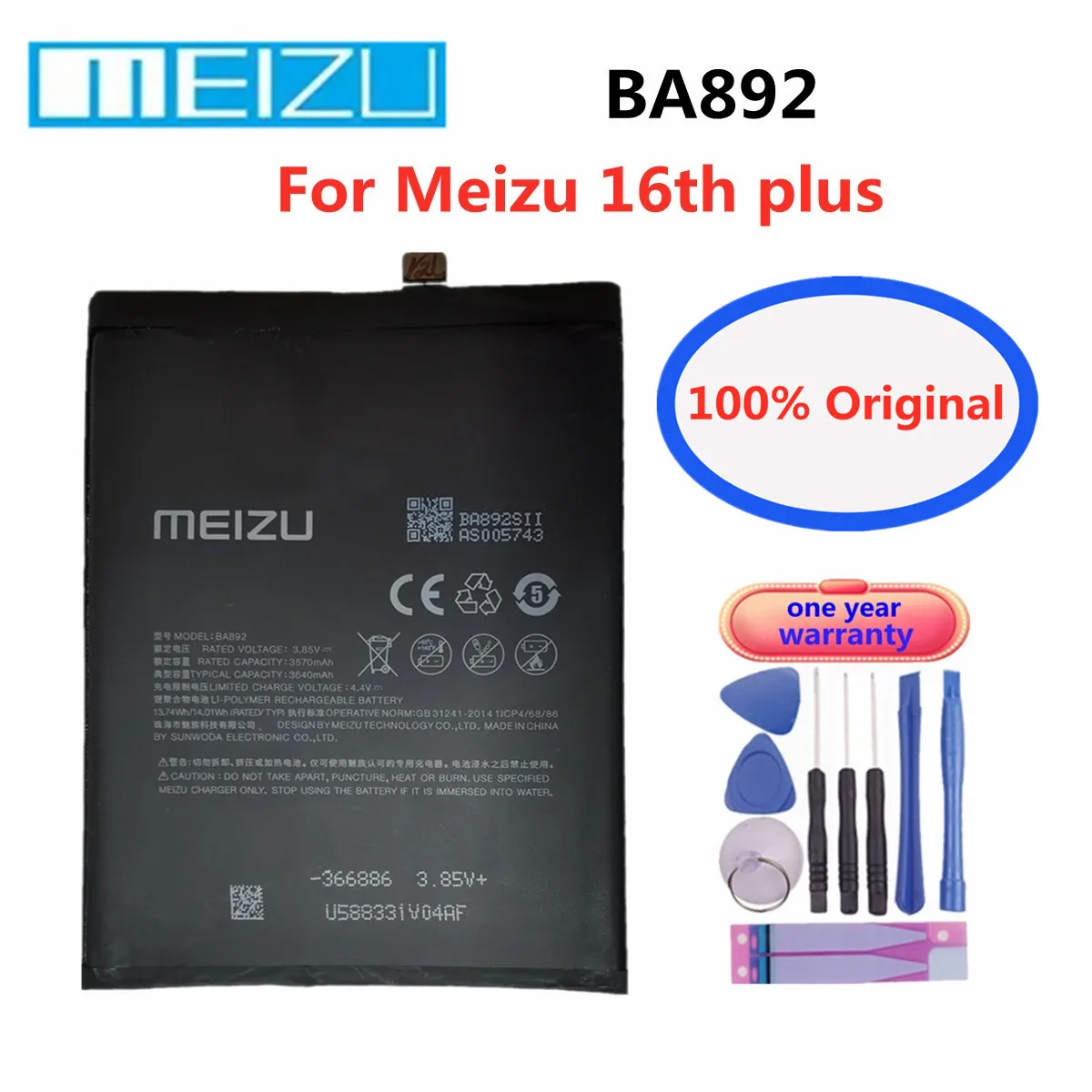 

100% Оригинальный аккумулятор Meizu BA892 3640 мАч для Meizu 16th Plus, высококачественный аккумулятор BA892, аккумулятор и инструменты