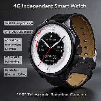 4G LTE Smart Watch Retractable Camera 3GB+32GB 1.73" AMOLED 800mAh Google Play GPS NFC Health Monitor Independent Call