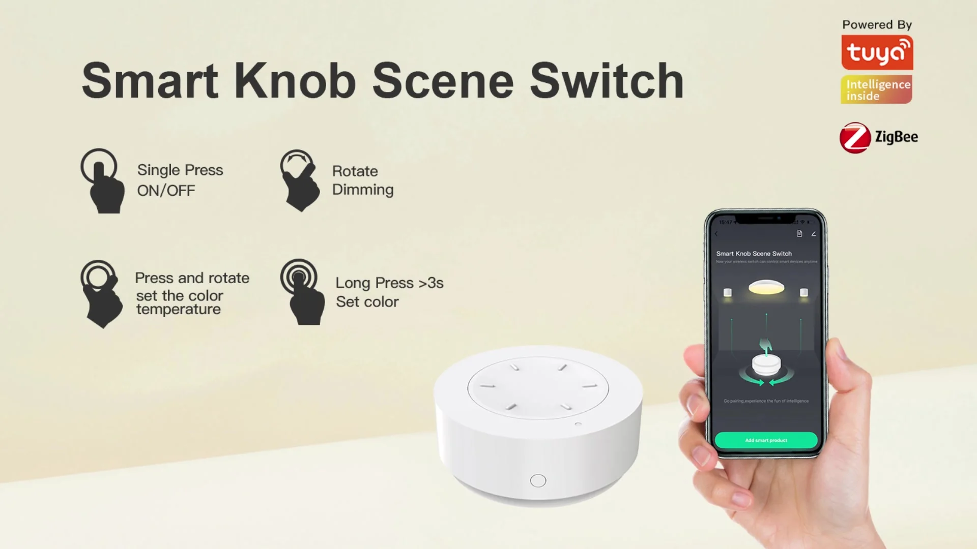 Interruttore Wireless Zigbee 3.0 Per Smart Home - Telecomando Scene E Dimmer Per Dispositivi Tuya/Smart Life, Batteria Inclusa, IP55 - 3