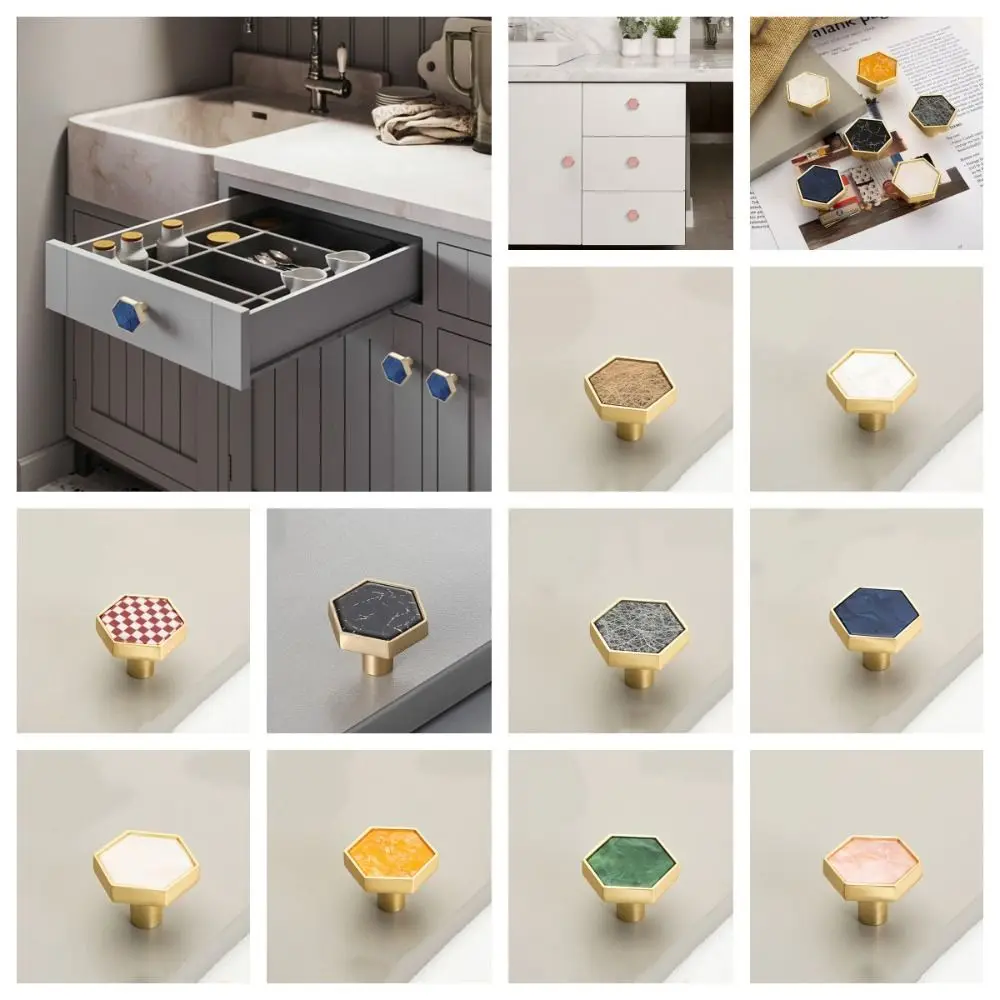Single Hole Cabinet Knob Nordic Modern Zinc Alloy Door Pull Handles Colorful Hexagonal Drawer Knobs Dresser Kitchen Handles