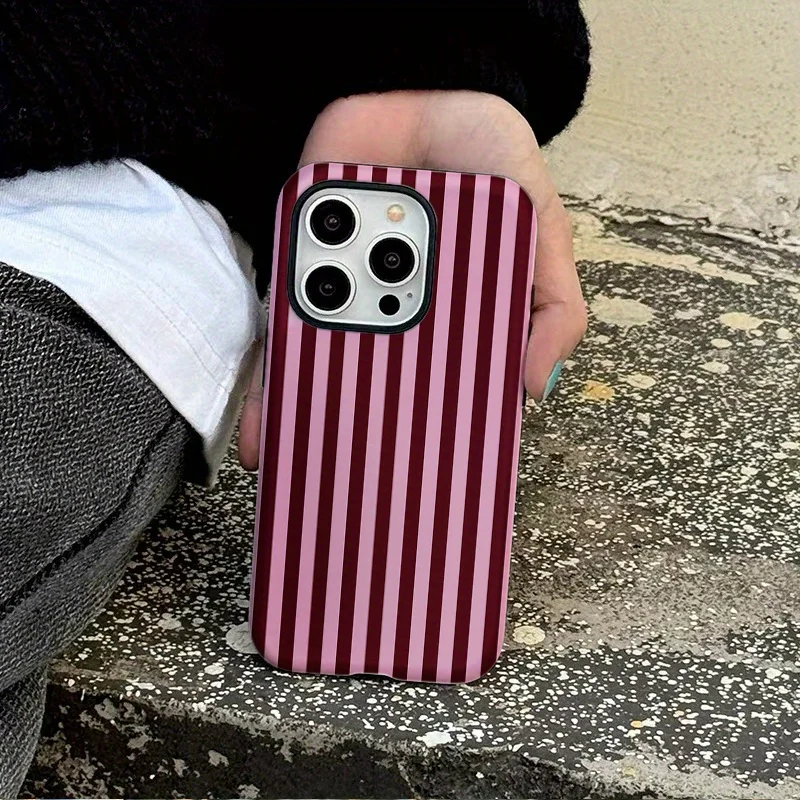 Luxury Fashionable Striped Black Double-Layer Phone Case Cover