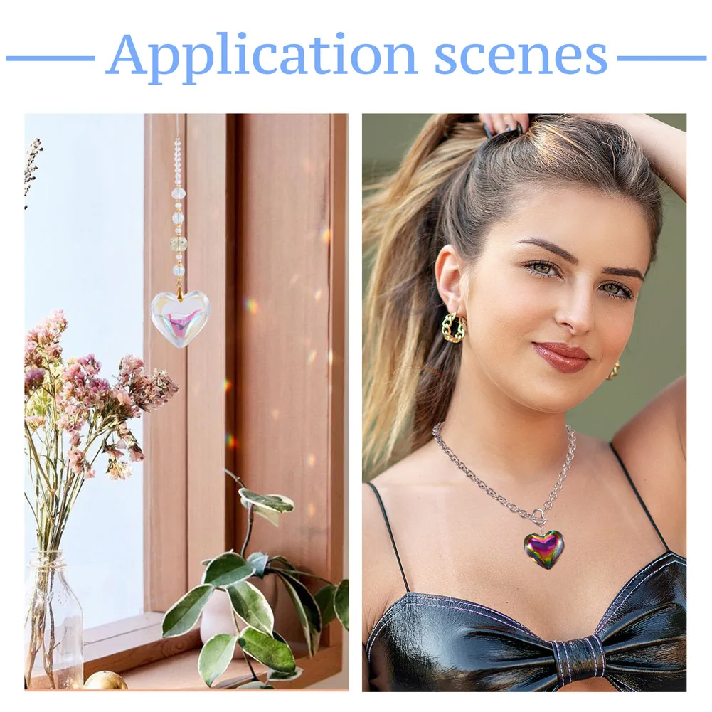 20pcs Glass Heart Pendants for necklace jewelry making DIY Necklace Crafts 42x43.5x15mm, Hole: 2mm F60