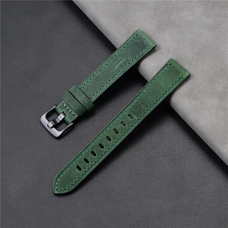 Vintage Crazy Horse Genuine Leather Watch Band – Oil Waxed Cowhide Strap Accessory