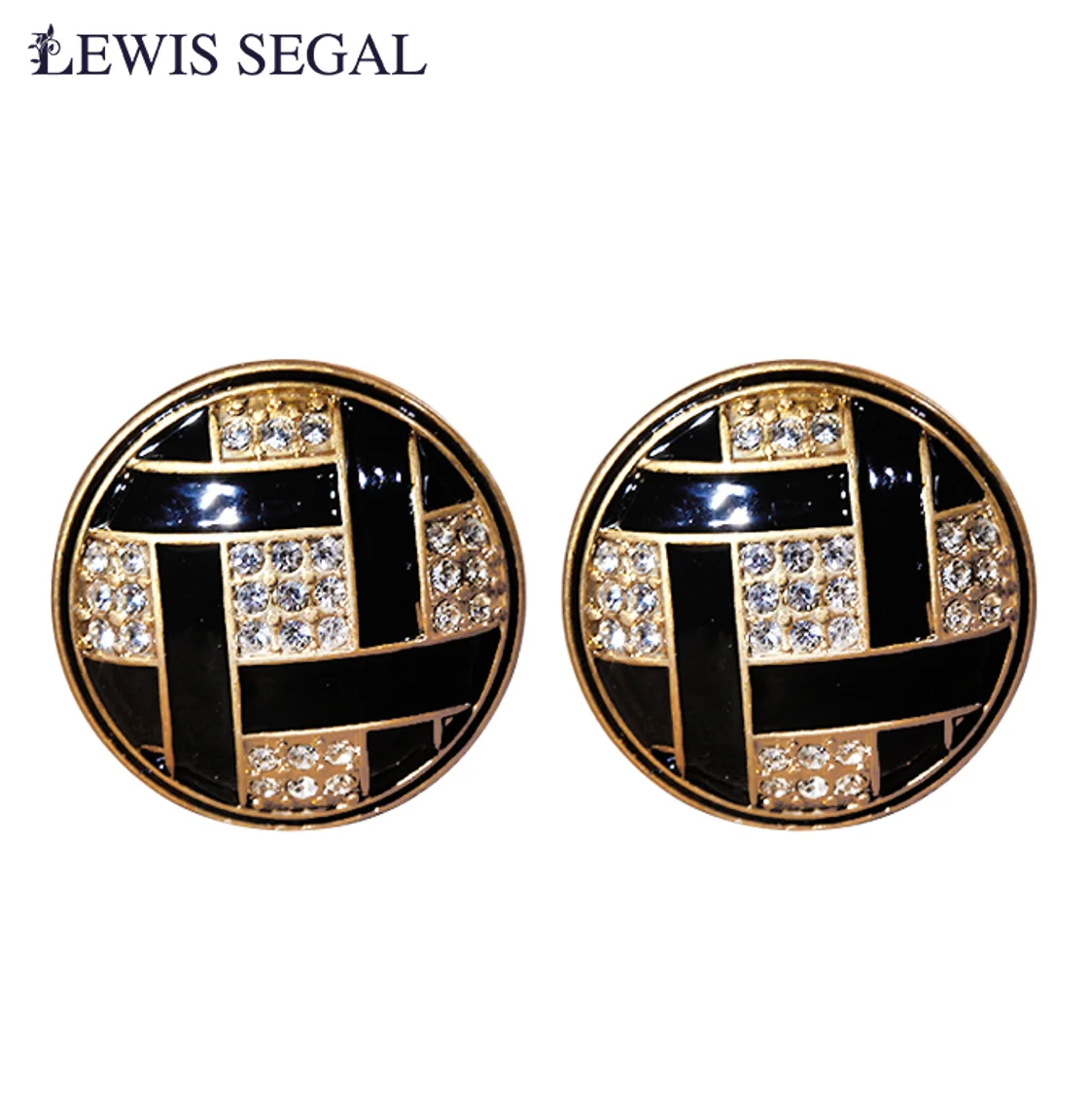 

LEWIS SEGAL Black Enamel Stud Earrings for Women Independent Girl Luxury Medieval Style Handmade Fine Jewelry 18K Gold Plated