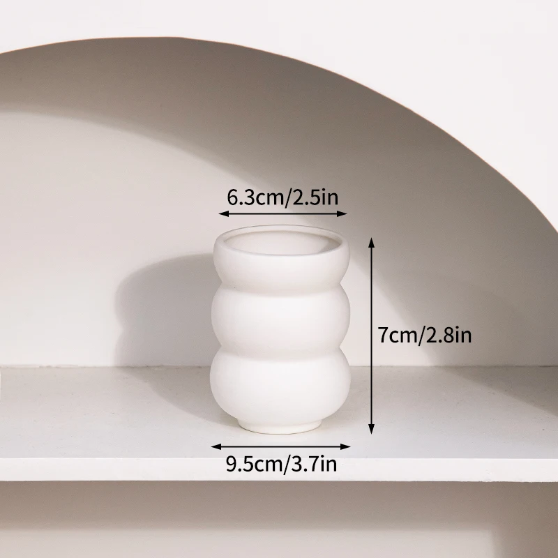 White Ceramic Nordic Vases - Decorative Home Ornaments for Living Room and Desktop Decor