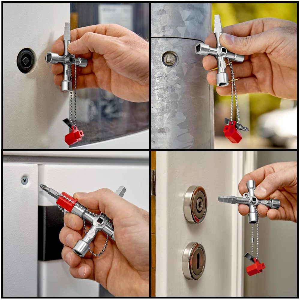 4in1 Silver Key Wrench Electrical Elevator Control Cabinet Valve Inner Triangle Quadrangle Screwdriver Tool Set 6