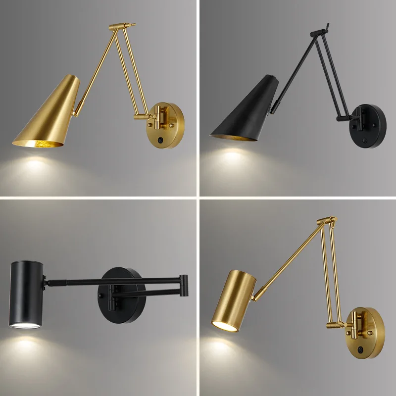Dimmable Folding Retractable Wall Lamp Touch Switch Bedroom Bedside Reading Plug Button Study Rocker Light wall light,led wall lamp,led reading light