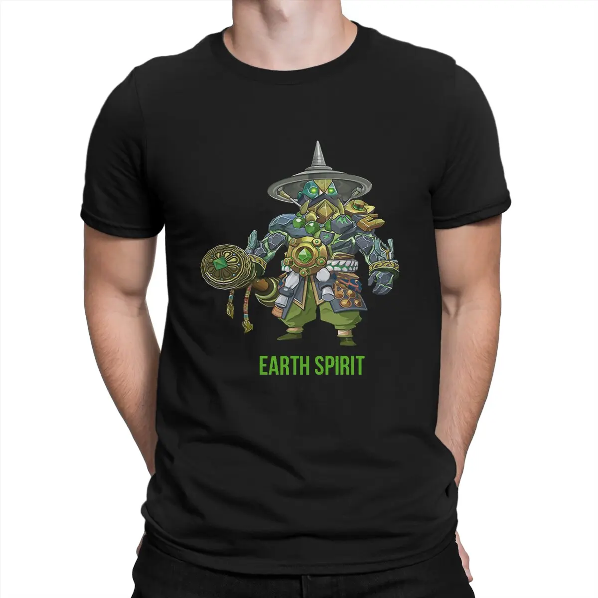 

EARTH SPIRIT T Shirts Men's Cotton Funny T-Shirt O Neck DOTA Real Time Strategy Game Tee Shirt Short Sleeve Clothing Graphic