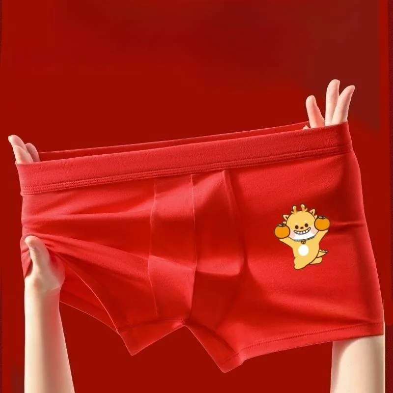 Men's underwear, pure cotton breathable flat angle pants, printed comfortable shorts  4PCS