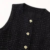 HXAO 2024 Woman Short Sets Fashion Woman 2024 Tweed Vest Short Shorts Suits Elegant Female Sets Short Sets Two Pieces Set - Image 5