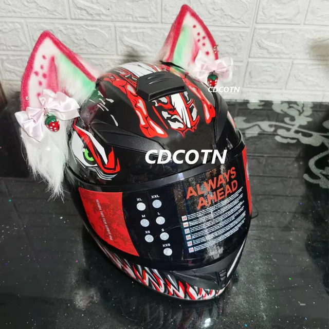 Decorazione casco elettrico moto 3D Stereo orecchie di lupo peluche  pieghevole accessori casco moto adesivi Cosplay Styling - AliExpress