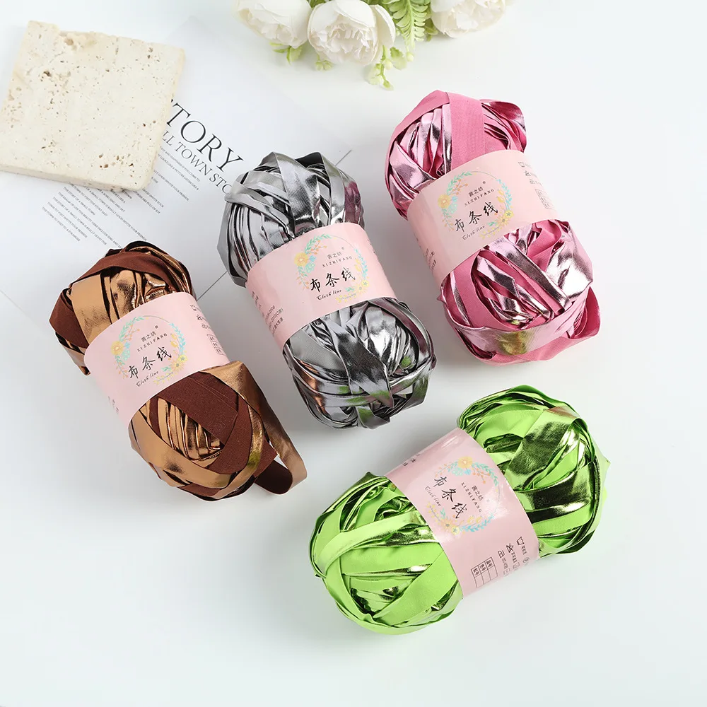 100g Metal Imitation Leather Cloth Strip,Colorful Hand Woven Bag Doll Material Bag,Soft and Sturdy, Not Too Tight To Hold Hands 2
