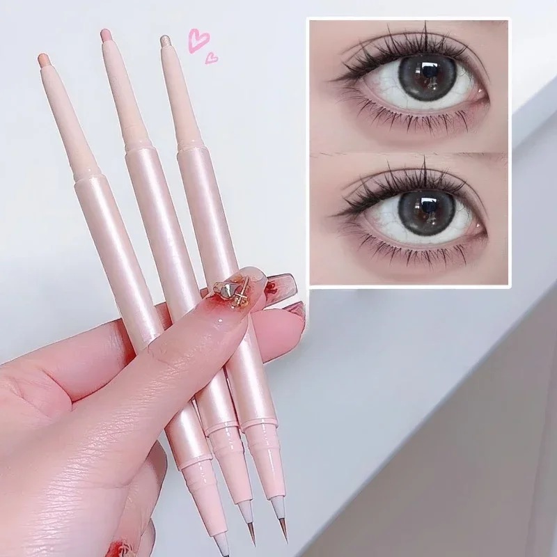 Double Head Matte Pink Lying Silkworm Pen Waterproof Lasting Natural Brightening Glitter Eyeshadow Pencil Korean Makeup Cosmetic eyeshadow pencil,matte eyeshadow