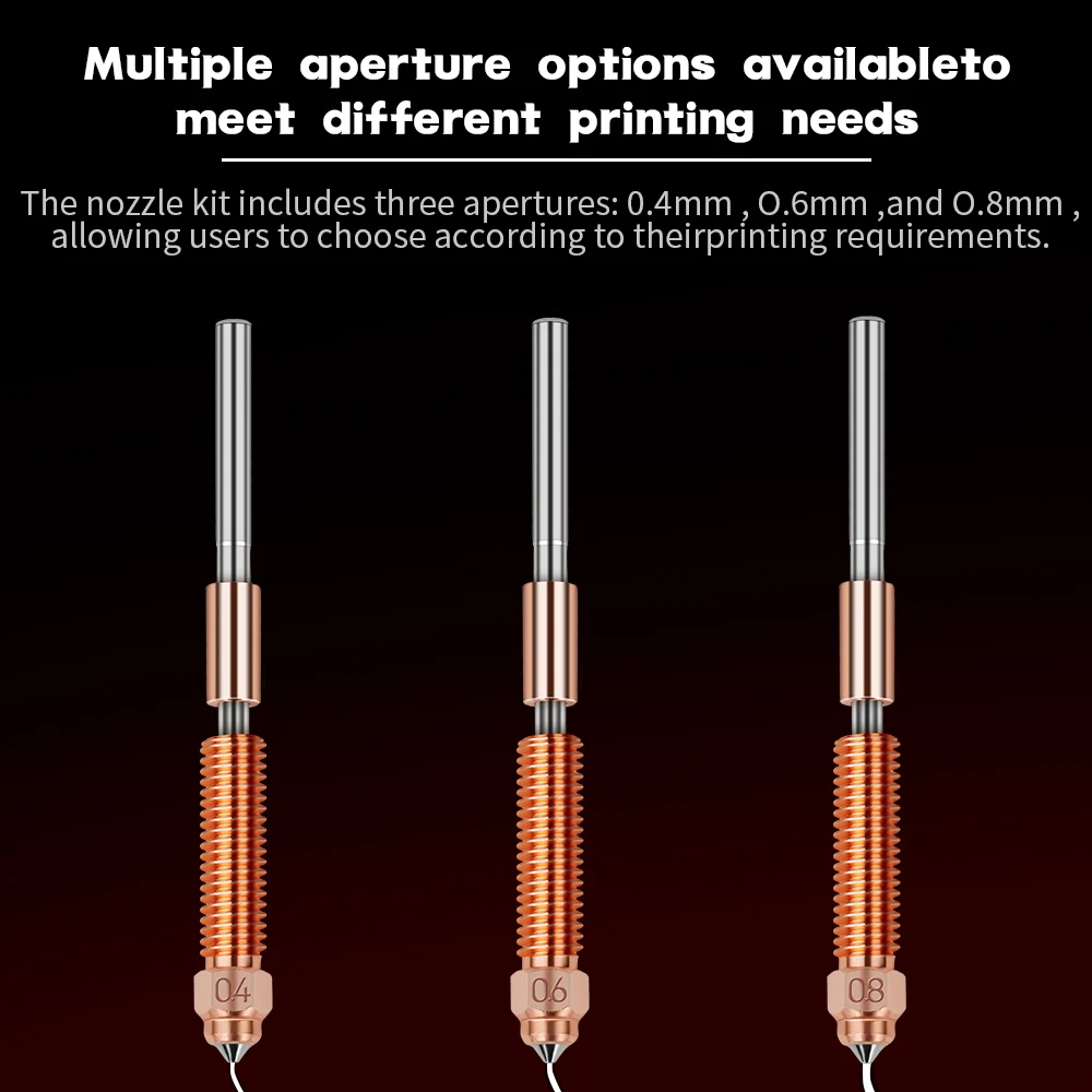 

Многофункциональная медная титановая насадка K1C 0,4/0,6/0,8 мм, высокопоточные модернизированные быстроразъемные сопла для Creality K1 Max K1C Ender-3 V3