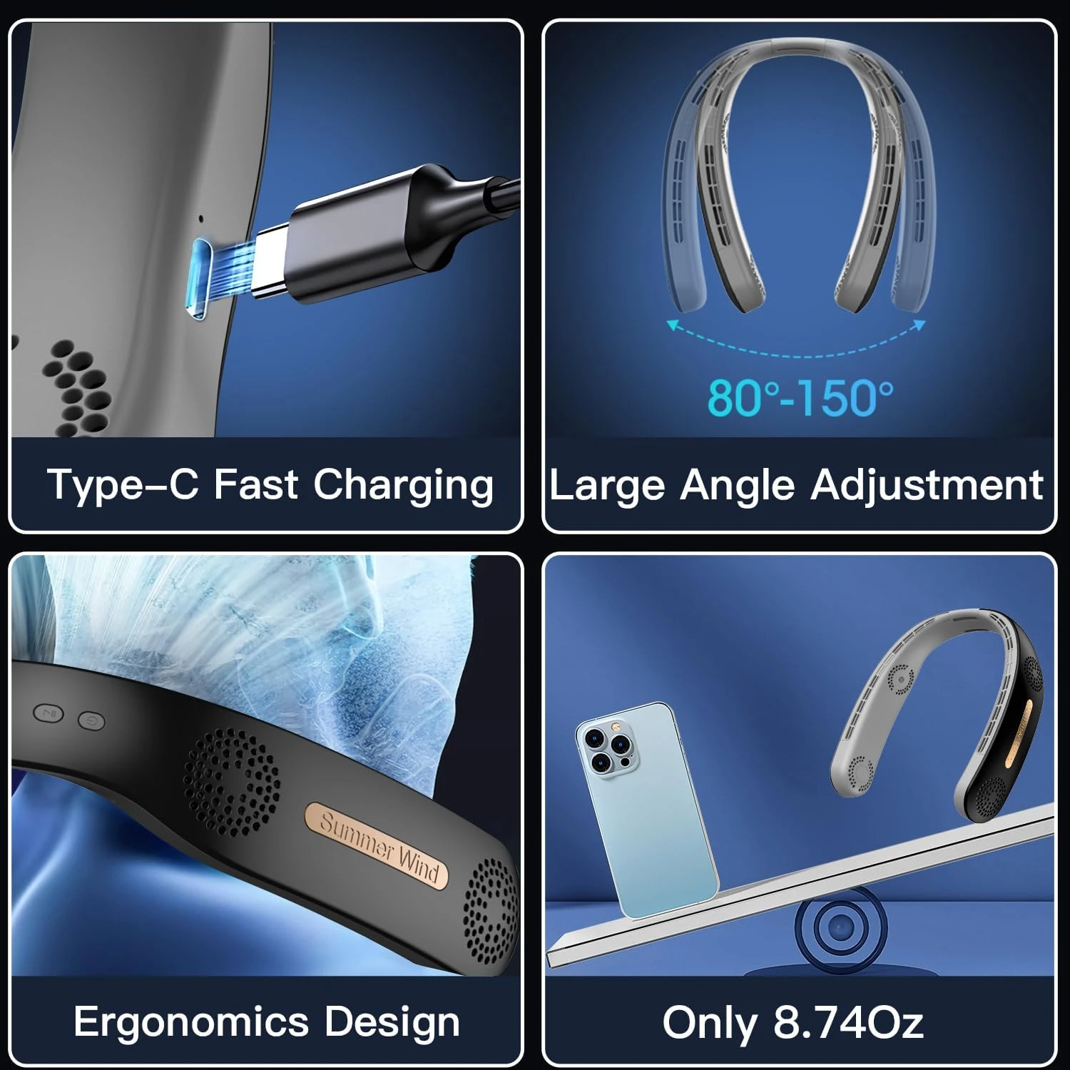 Enhance Your Cooling Comfort with a Stylish and Powerful Bladeless Portable Turbo Neck Fan - Durable 6000mAh Rechargeable USB Fa 6