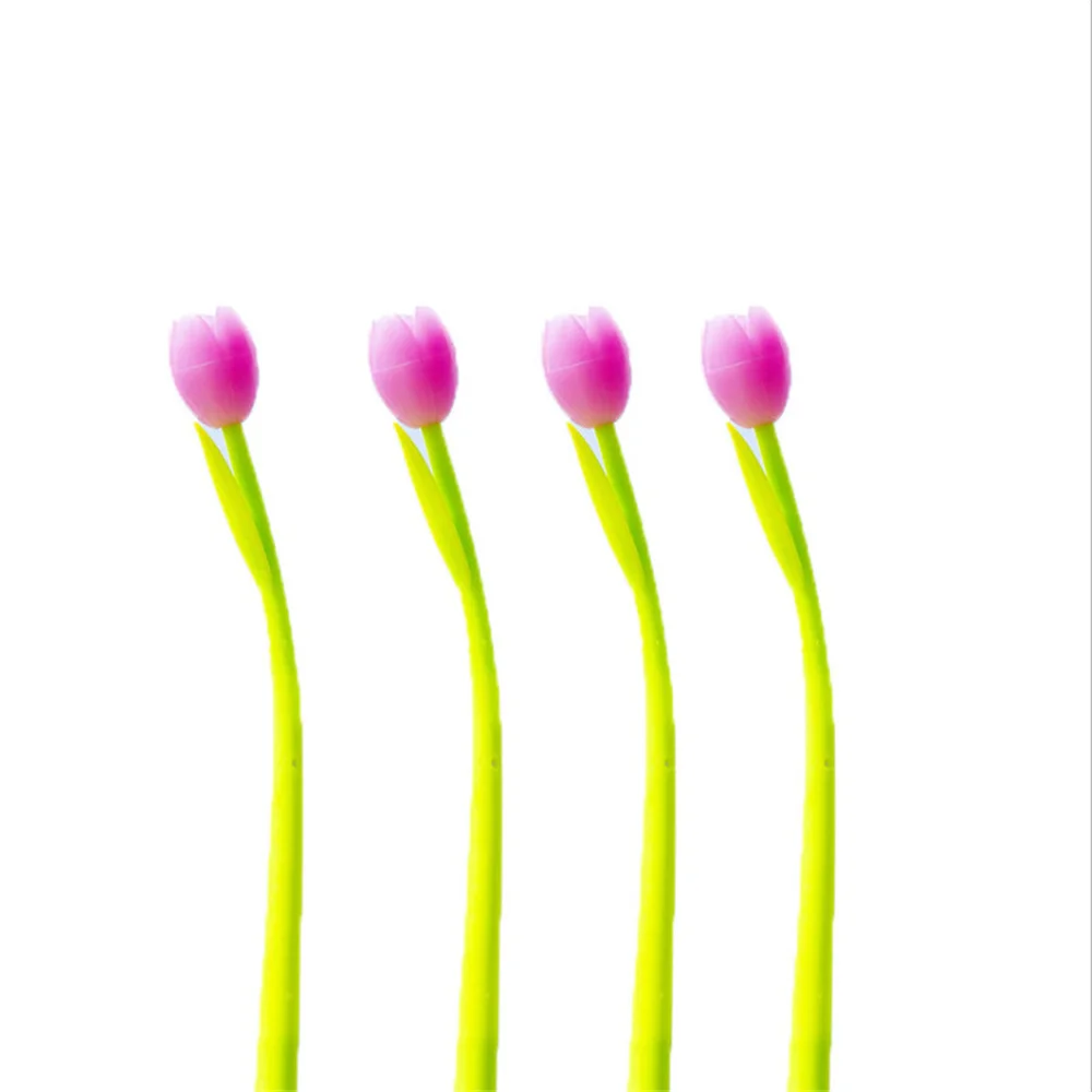 밝은 색상의 튤립 실리콘 젤 펜, 작고 상큼하고 귀여운 학생 필기 서명 펜, 사무용품, 3 개, 10 개