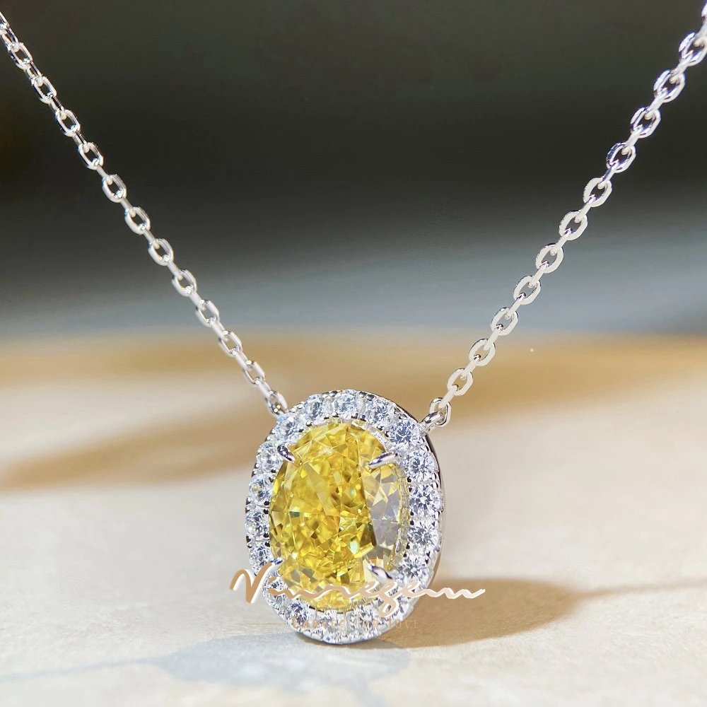 

Vinregem Crushed Ice Cut Citrine Sapphire Oval Gemstone Pendant Necklaces Gifts 925 Sterling Silver Fine Jewelry Free Shipping