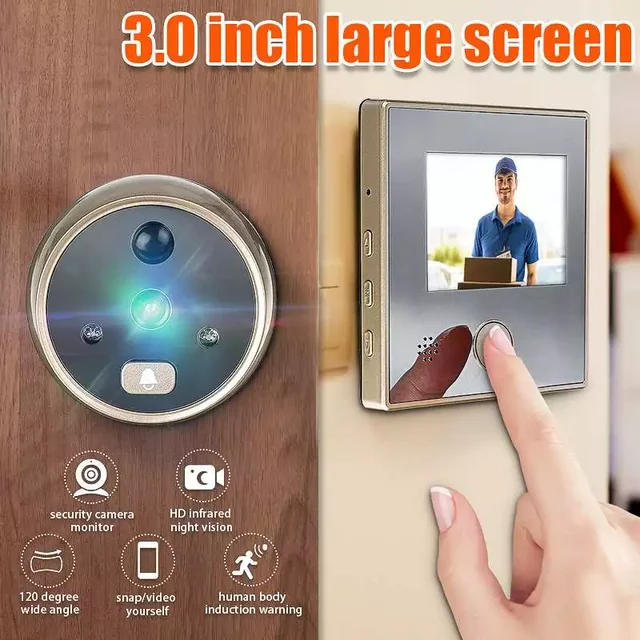 3 Inch TFT Color LCD HD Digital Door Camera Eye Doorbell Door Eye Move Detection 120 degree Peephole Viewer Video 1