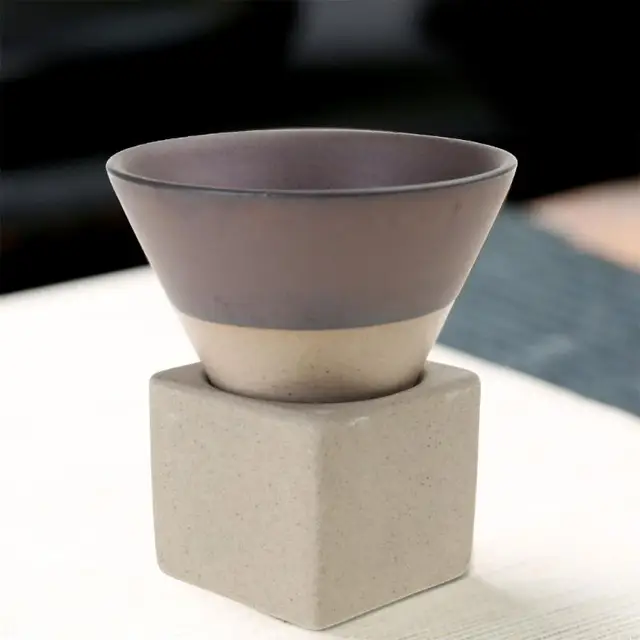 Q5WB Ceramic Coffee Mugs with Base 100ml Triangular Cone Porcelain-Cup Tea-Cup 2