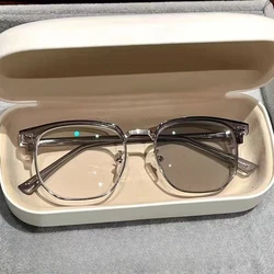 Stylish Unisex Photochromic Anti - Radiation Round Half - Frame Sunglasses (Grey silver)