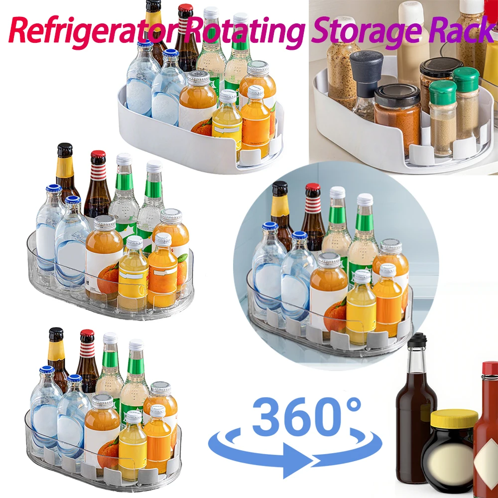 Kitchen Drinks Seasoning Storage Shelf with Capacity Transparent Turntable Organizer for Home Cabinet Counter Bedroom Dining