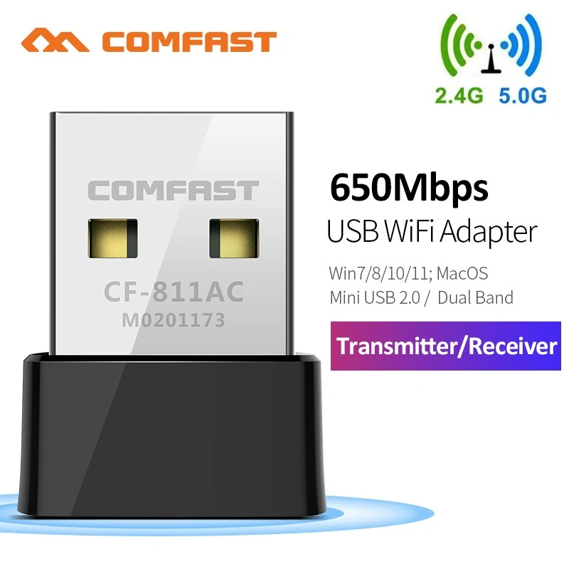  650Mbps USB Wifi Adapter 2.4G\u00265GHz Dual Band  802.11AC Wireless Network Card Wi fi Antenna Wifi Receiver For Laptop Desktop PC 