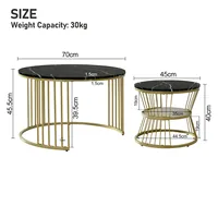 Anajqaqia Table basse, lot de 2, table basse moderne à poser l'une sur l'autre, table de salon, table de canapé, structure en métal, ronde, noire 6