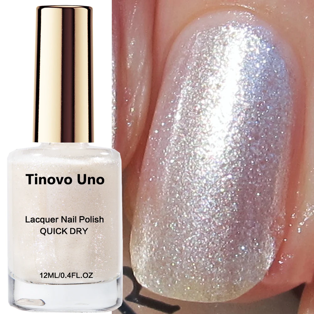 Nail Art Set Nail Treatment Nail Top Coat Tinovo Uno Aurora Shimmer Nail Polish 12ML No Bake Long Lasting Shine Varnish