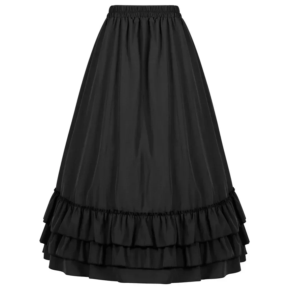 Gonna pirata da donna rinascimentale maxi gonna elastica a vita alta medievale gonna da donna steampunk con coulisse vittoriana volant vintage gonne lunghe, A vino., S