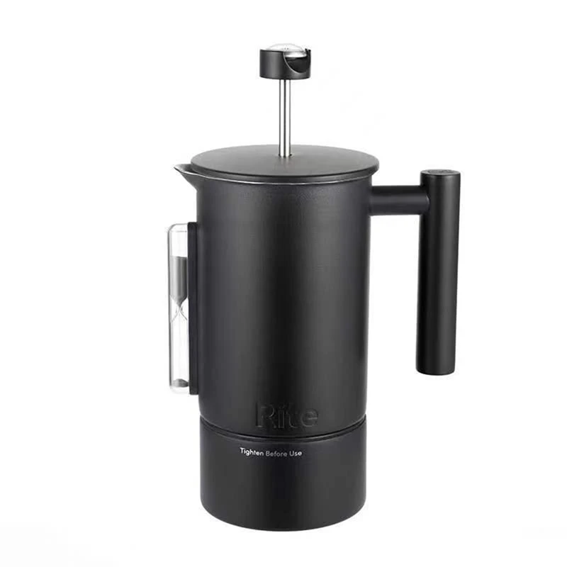 

1200Ml Coffee Maker Stainless Steel Double Wall French Press With Hourglass And Thermometer Coffee&Tea Brewing Pot