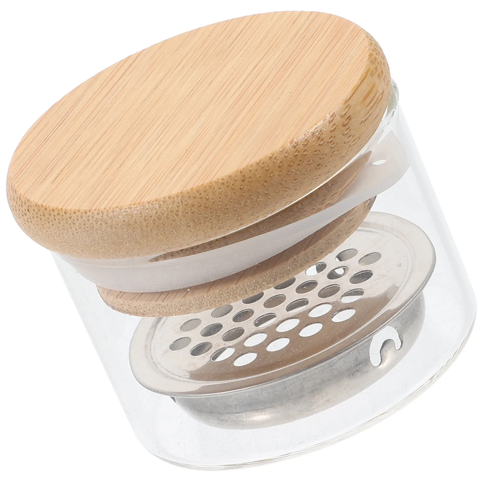 유리 네일 디쉬 볼 (나무 뚜껑 및 스테인리스 스틸 메쉬 포함) 아크릴 네일 매니큐어용 다펜 디쉬 전문가용/홈 살롱용