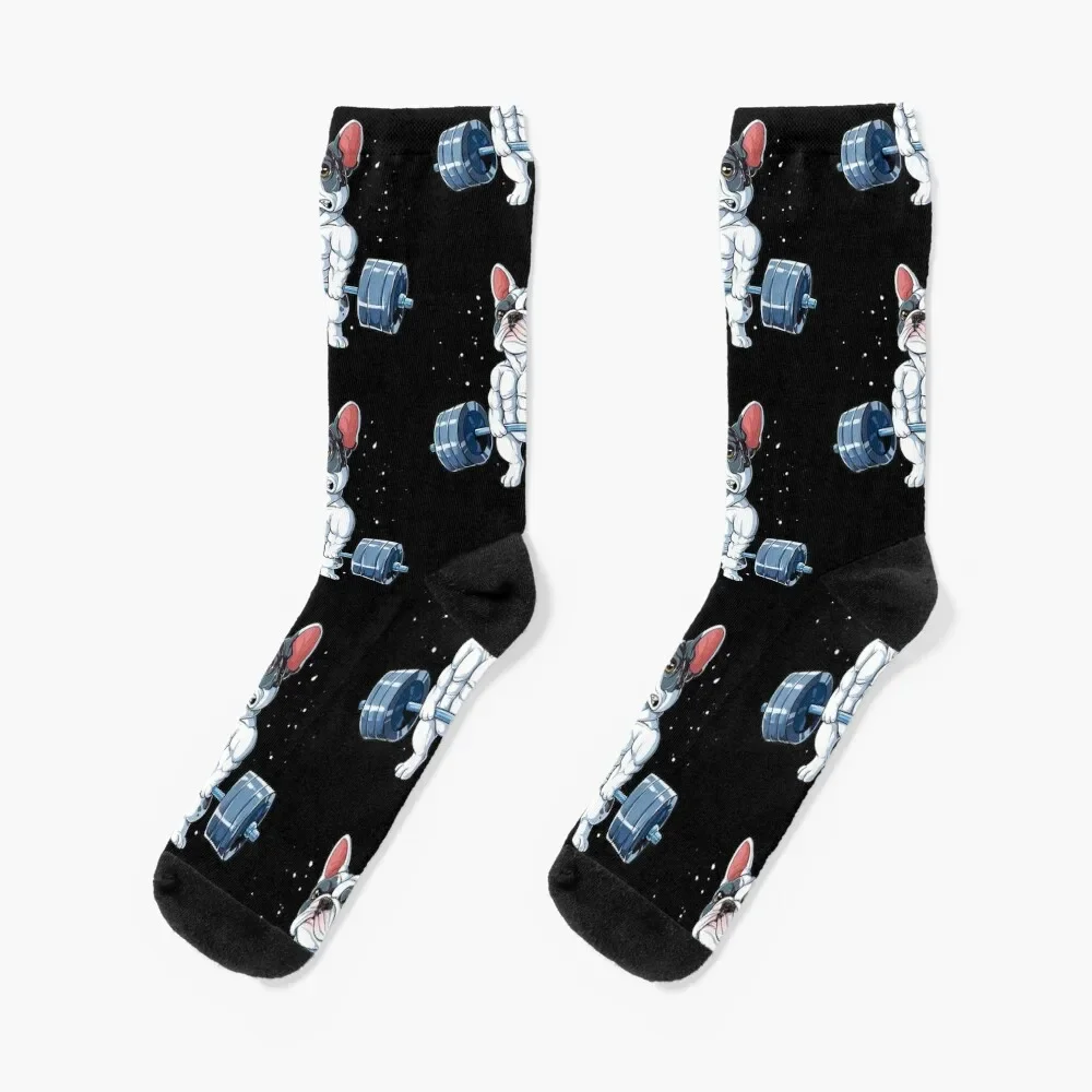 

French Bulldog Weightlifting Funny Deadlift Men Fitness Gym Gift Lover Socks crazy Socks Female Men's