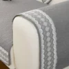 1pc Simple Quilted Sofa Cover with Lace Decor Couch Cushion Cover for Living Room Sofa Towel, Four Season Anti-Slip Slipcover 4