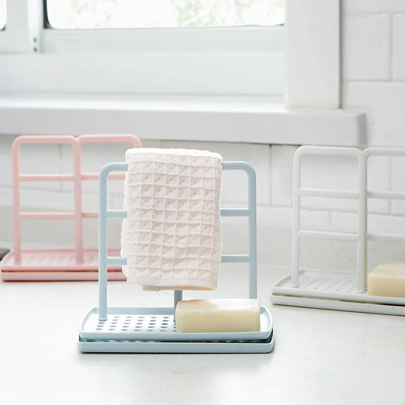 Kitchen Faucet Sink Sponge Rack Stand Plastic Sponge Towel Holder Scouring Pad Dishwash Kitchen Organizer Cloth Drain Basket 5