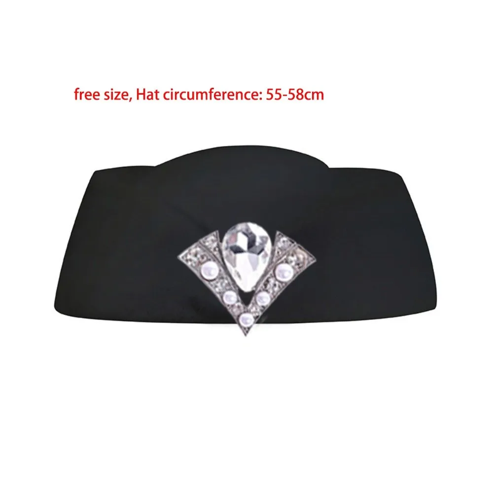 New Rhinestone Top Hat Cashmere Wool French Vintage Pillbox Hat Casual Headwear Party Dress