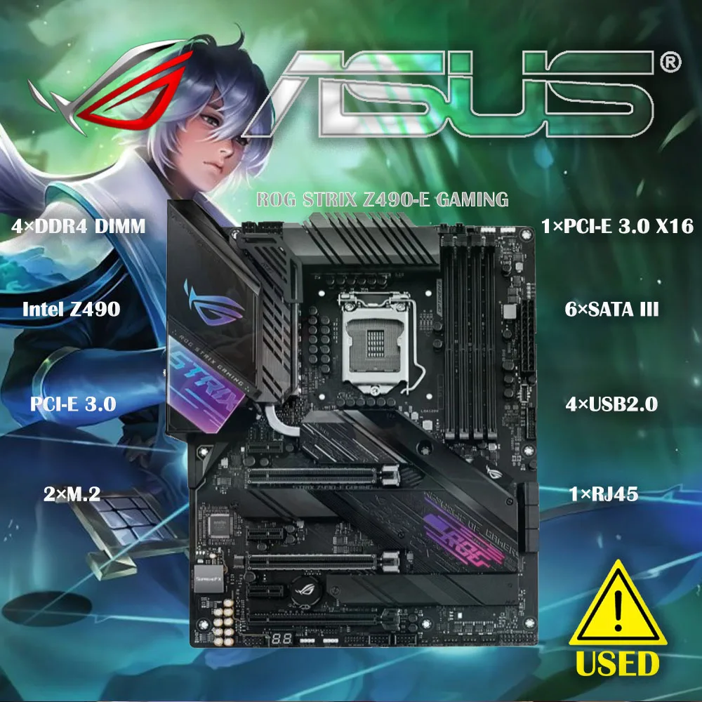 Scheda Madre Lga 1200 Intel Z490 Asus Rog Strix Z490-E Gaming Ddr4 128Gb M.2 Pci-E 3.0 Usb3.2 Atx Per Intel Di Decima Generazione