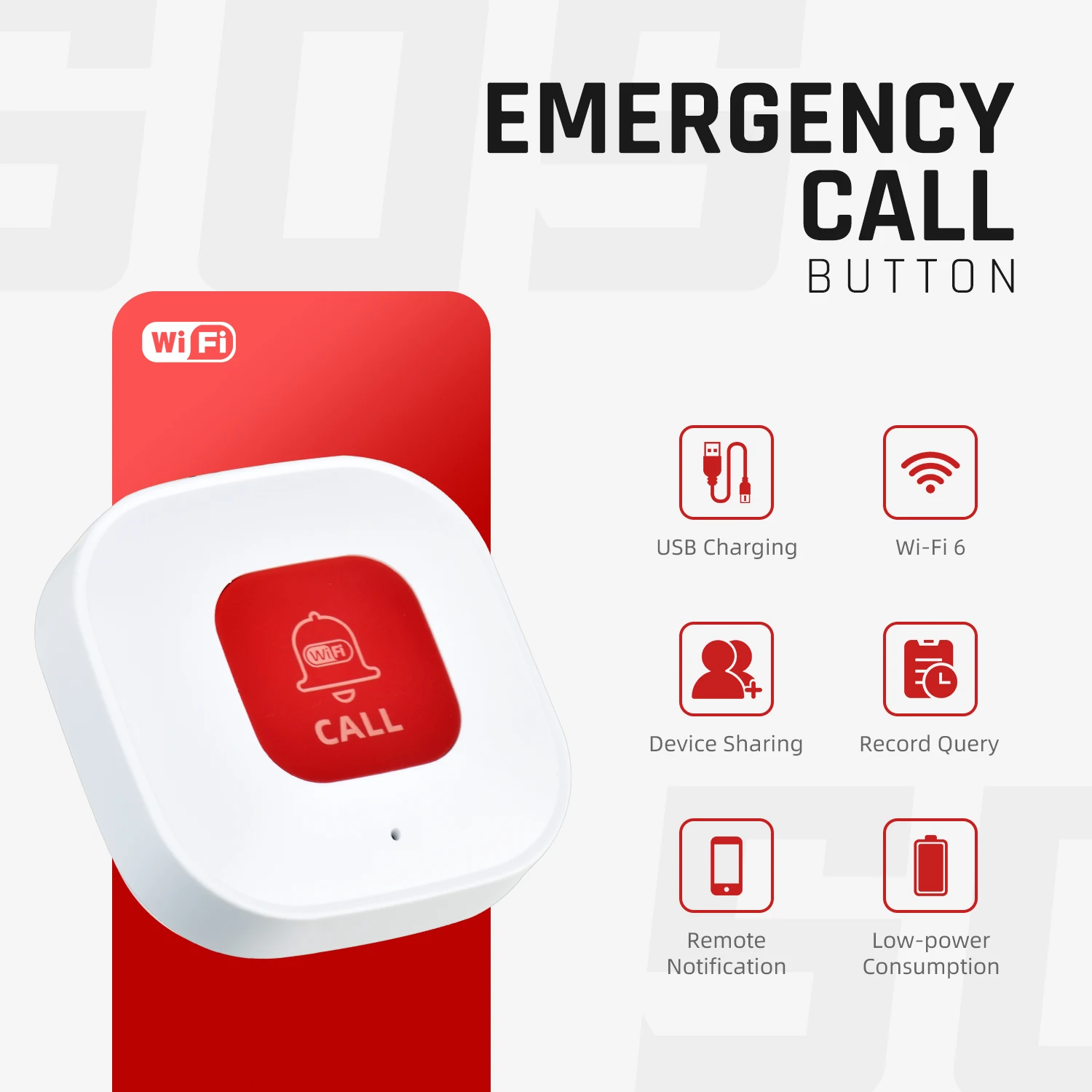Eleopard Tuya WiFi Smart SOS Call Button Wireless Phone Alert Transmitter Emergency Call Button For Kids Elderly Patient